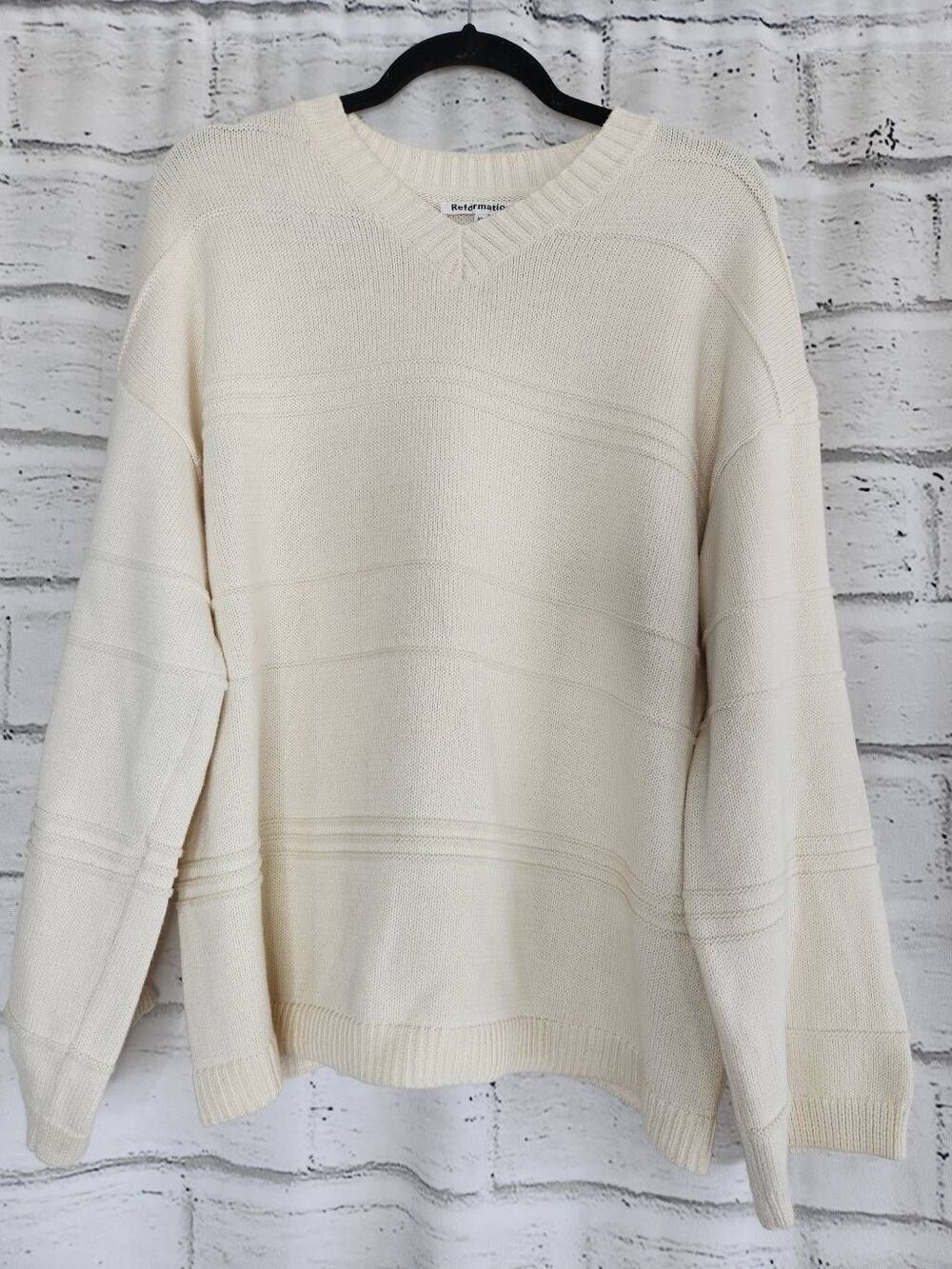 Reformation Brandy Oversized Organic Cotton Sweater Cream Womens XS